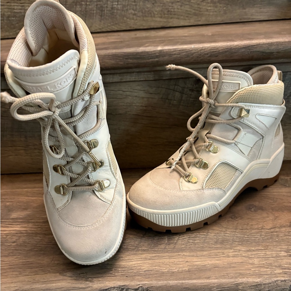 Michael Kors Women's Cream Hiking Boots